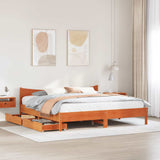 Bed Frame with Drawers Wax Brown 180x200 cm Super King Solid Wood Pine 3301898