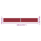 Retractable Side Awning Red 160x1200 cm 318071