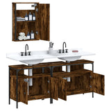 3 Piece Bathroom Furniture Set Smoked Oak Engineered Wood 3214787