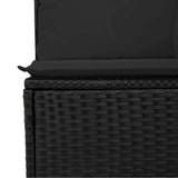 2 Piece Garden Sofa Set with Cushions Black Poly Rattan Acacia 3325231