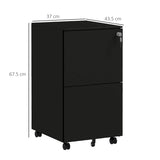 2-Drawer Vertical Filing Cabinet with Lock 5 Wheels, Steel Mobile File Cabinet, for A4, Legal T3398P342418