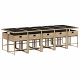 Garden Dining Set Beige, Cream White, Black PE Rattan 10-seater 3211294