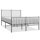 Metal Bed Frame without Mattress with Footboard Black 140x190cm 350882