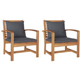 Chair with Cushion 2 pcs Brown and Dark Grey 65 x 60 x 76.5 cm 42006408