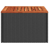 Garden Table Black 55x55x37 cm Poly Rattan and Acacia Wood 365975