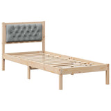 Bed Frame with Headboard Light Grey 90 x 200 cm Solid Pine Wood 878214