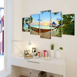 Canvas Wall Print Set Sand Beach with Hammock 200 x 100 cm 241563