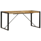 Dining Table Brown and Black Solid Mango Wood and Powder-Coated Steel 247417