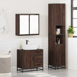 ZNTS 3 Piece Bathroom Furniture Set Brown Oak Engineered Wood 3301079