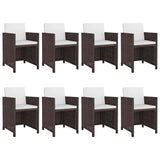42544 9 Piece Outdoor Dining Set with Cushions Poly Rattan Brown
