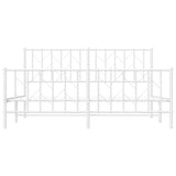 Metal Bed Frame without Mattress with Footboard White 160x200cm 374507