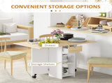 Folding Dining Table, Drop Leaf Table for Small Spaces, Foldable Table with Drawer and Storage T3398P344530
