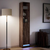 Sideboard with LED Brown Oak 36x32.5x200 cm Engineered Wood 852130
