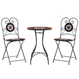 Mosaic Bistro Set Terracotta and White Iron and Ceramic 3216355