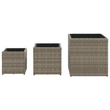 ZNTS Garden Planters 3 pcs Grey Poly Rattan 366397