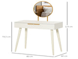Elegant Dressing Table, with Round Mirror, 80 x 40 x 123 cm - White T3398P329491