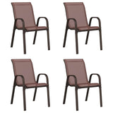 Stackable Garden Chairs 4 pcs Brown Textilene Fabric 318782