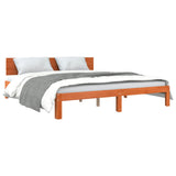 Bed Frame with Headboard Wax Brown 180 x 200 cm Solid Pine Wood 863986