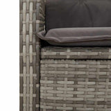 Reclining Garden Bench with Cushions Grey Poly Rattan 368228
