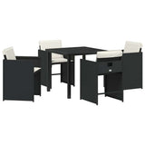 Garden Dining Set with Cushion 5 pcs Black Poly Rattan 3379972
