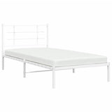 Metal Bed Frame without Mattress with Headboard White 107x203cm 355606