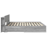 Bed Frame with Storage Grey Sonoma 200 x 200 cm Engineered Wood 3433797