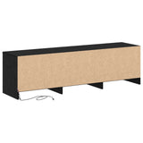 TV Cabinet with LED Black Oak 140 x 34 x 40 cm Engineered Wood 8006558