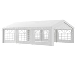6m x 4m Heavy Duty Garden Gazebo, Galvanised Marquee Party Tent with Removable Sides and Windows for T3398P318643