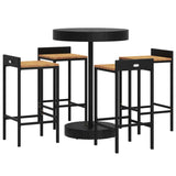 5 Piece Garden Bar Set Black Poly Rattan&Solid Wood Acacia 3187716