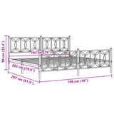 Metal Bed Frame without Mattress with Footboard White 193x203cm 376201