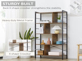 Industrial Storage Unit, 5 Tiers Bookcase with Open Compartments for Office Living Room, Bedroom, T3398P344186