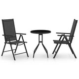 3 Piece Bistro Set Aluminium and Textilene Black 3070652