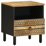 Bed Cabinet Black 40x33x46 cm Solid Rough Wood Mango 4018634