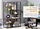 Industrial Bookcase Shelf, 6 Tier Metal Shelving, Storage Shelves for Living Room, Home Office, T3398P343097