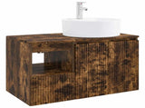 Bathroom Furniture Set 2 pcs Smoked Oak Engineered Wood 3404079
