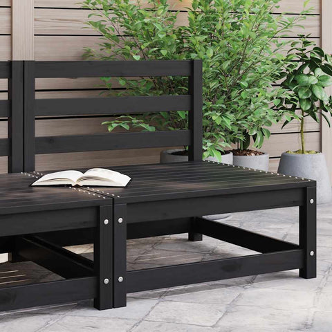 Garden Middle Sofa Black Solid Wood Pine 805669