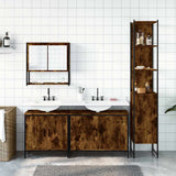 4 Piece Bathroom Furniture Set Smoked Oak Engineered Wood 3214692