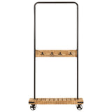 Clothes Rack with Wheels 90x35x190 cm Solid Wood Mango and Iron 358580