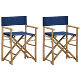 Director's Chair Set of 2 Blue Bamboo Standard Foldable 313030