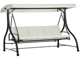 3 Seater Canopy Swing Chair, 2 in 1 Garden Swing Seat Bed, with Adjustable Canopy and Metal Frame, T3398P328429