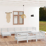 11 Piece Garden Lounge Set White Solid Wood Pine 3083390
