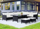 8-Seater Garden Rattan Furniture Rattan Corner Dining Sofa Set Wicker Conservatory Furniture Lawn T3398P315461
