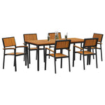 Garden Dining Set 7 pcs Black and brown 180 x 90 x 75 cm 3284418