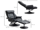 Swivel Recliner Chair with Footstool, PU Leather Recliner Armchair with Ottoman, Steel Base, T3398P377933
