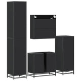 ZNTS 4 Piece Bathroom Furniture Set Black Engineered Wood 3301195