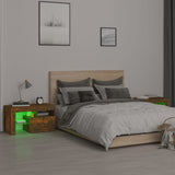 ZNTS Bedside Cabinets 2 pcs with LED Lights Smoked Oak 70x36.5x 40 cm 3152775