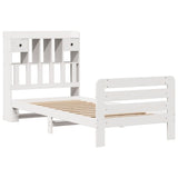 ZNTS Bookcase Bed without Mattress White 90x190 cm Single Solid Wood Pine 3309981