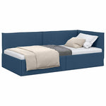 Corner Bed Frame with Headboard Blue 90 x 200 cm Fabric 42016470