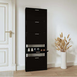 Shoe Cabinet Black 59x17x169 cm Engineered Wood 342512