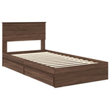 Storage Bed with Drawer Brown Oak 100 x 200 cm Engineered Wood 3410832
